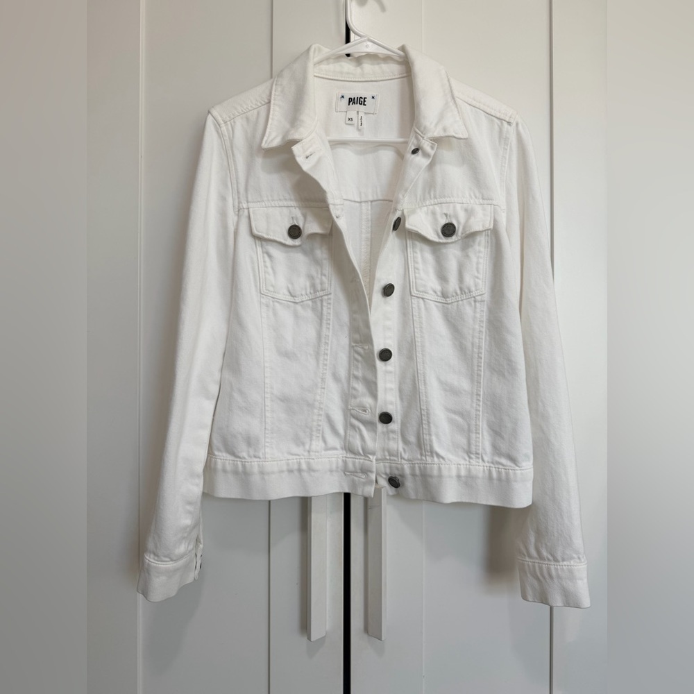 PAIGE Classic White Denim Cotton Blend Jacket size XS